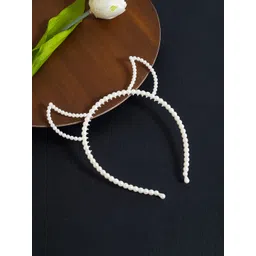 Golden Peacock Girls White Beaded Hairband-picture-29