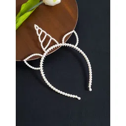 Golden Peacock Girls White Beaded Hairband-picture-30