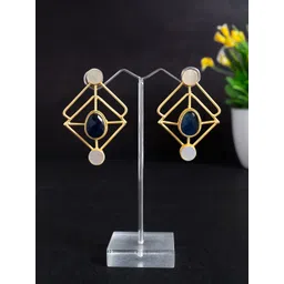 Golden Peacock Gold-Plated Geometric Drop Earrings-picture-48