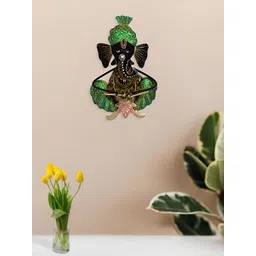 Golden Peacock Green & Black Printed Metal Wall Hanging-picture-14