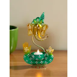 Golden Peacock Green Gold Handcrafted Ganesha Showpiece-picture-38