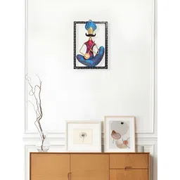 Golden Peacock Pink & Blue Metal Tribal Wall Decor-picture-22