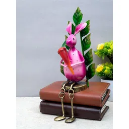 Golden Peacock Pink & Green Hand Painted Rabbit Showpiece-picture-21