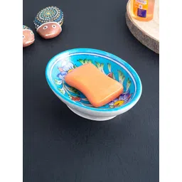 Golden Peacock Turquoise Blue & Green Printed Decorative Soap Dish-picture-19