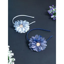 Golden Peacock Women Blue & Grey Set of 2 Embellished Hairband-picture-43