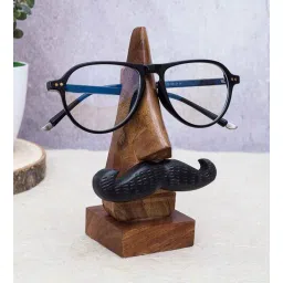 golden peacock Wooden Nose Shaped Spectacle Holder Stand With Moustache-picture-35