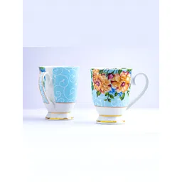 GOLDEN QUEEN'S Blue & Brown Handcrafted Printed Ceramic Glossy Mugs Set of Cups and Mugs-picture-25