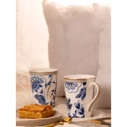 GOLDEN QUEEN'S Blue & White Handcrafted Printed Ceramic Glossy Mugs Set of Cups and Mugs-picture-17