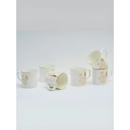 GOLDEN QUEEN'S Gold-Toned6 Pieces Printed Ceramic Glossy Cups-picture-14