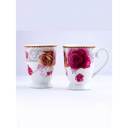 GOLDEN QUEEN'S Magenta & White Handcrafted Printed Ceramic Glossy Mugs Set of Cups and Mugs-picture-15