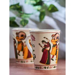 GOLDEN QUEEN'S Maroon & White 2 Pieces Dancing TunePrinted Ceramic Glossy Mugs-picture-19
