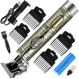Golden Stylish Men's Hair Trimmer Heavy Quality Rechargeable Battery Powered Trimmer Metalic Designed Clipper For Men-picture-26