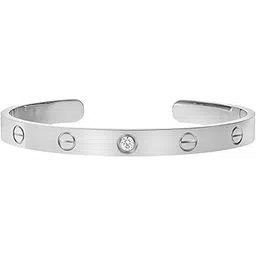 goldhartz Classic Single Diamond Openable Love Bracelet - Cartier Inspired | Symbol of Eternal Devotion | 925 Sterling Silver | AAA+ Simulated Diamond | Handcrafted | Fashion Accessory-picture-10