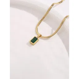 GOLDIWALA Gold-Plated Artifical Stone Studded Stainless Steel Pendant With Chain image 3