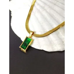 GOLDIWALA Gold-Plated Artifical Stone Studded Stainless Steel Pendant With Chain image 5