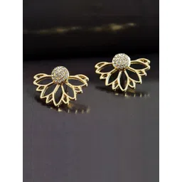 GOLDIWALA Gold-Plated Artificial Stones Studded Korean Floral Shaped Studs-picture-23
