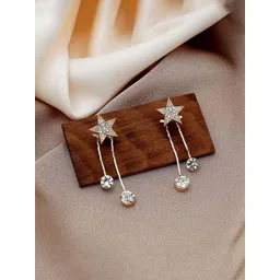 GOLDIWALA Gold-Plated Artificial Stones Studded Korean Star Shaped Drop Earrings-picture-21