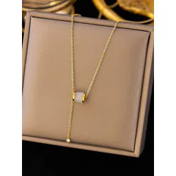 GOLDIWALA Gold-Plated Cubic Zirconia Studded Stainless Steel Chain Necklace-picture-16
