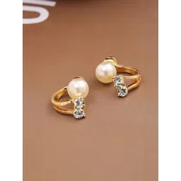 GOLDIWALA Korean Gold-Plated Artificial Stones Studded & Pearls Beaded Spherical Studs-picture-37