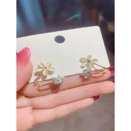 GOLDIWALA Korean Gold-Plated Artificial Stones Studded Floral Shaped Studs-picture-32