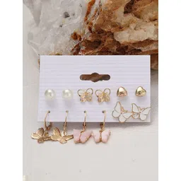 GOLDIWALA Set Of 6 Gold Plated Butterfly Shaped Studs-picture-30