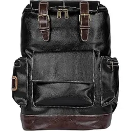 goldline Stylish 22L Leather Backpack for Office, School, College/Anti Theft Casual Laptop Bag/Office Backpack/Travel Bag/Multipurpose Bag/Office Backpack for Women & Men (Black)-picture-55