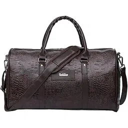 goldline Vegan Leather Stylish & Spacious Travel Duffle Bag/Leather Gym Bag/Leather Duffle Bag for Men and Women (Water Resistant, 45L Capacity, 12X12X20 Inches,Vintage Brown)-picture-11