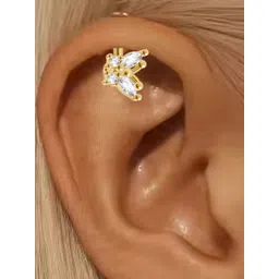 Goldnera Brass-Plated Cubic Zirconia Studded Butterfly Korean Stud-picture-25