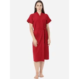 GOLDSTROMS Maroon Tie-Up Detail Cotton Bath Robe-picture-28