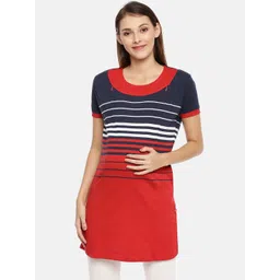 GOLDSTROMS Striped Relaxed Fit Round Neck Longline Maternity Feeding T-shirt-picture-12