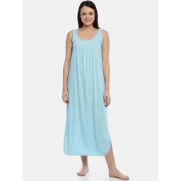 GOLDSTROMS Women Blue Solid Nightdress-picture-24