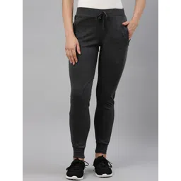 GOLDSTROMS Women Charcoal Grey Solid Slim-Fit Joggers-picture-19