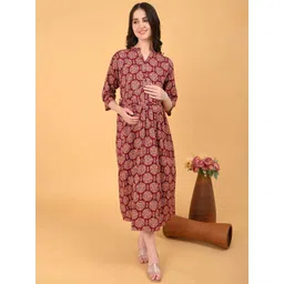 GOLDSTROMS Women Ethnic Motifs Print MaternityA-Line Dress-picture-24