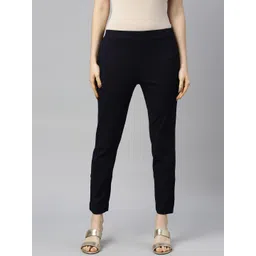 GOLDSTROMS Women Navy Blue Cotton Trousers-picture-25