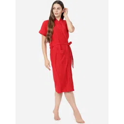 GOLDSTROMS Women Red Solid Bathrobe-picture-10