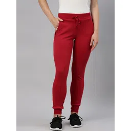 GOLDSTROMS Women Red Solid Cotton Slim-Fit Yoga Joggers-picture-17