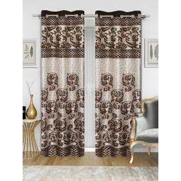 Good Homes by Home Candy Brown & Off-White Set of 2 Door Curtains-picture-16