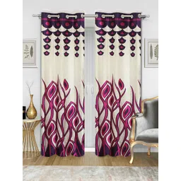 Good Homes by Home Candy Off-White & Purple Set of 2 Door Curtains-picture-20