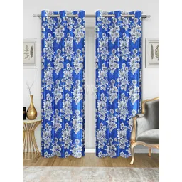 Good Homes by Home Candy Set of 2 Blue & White Floral Print Door Curtains-picture-18