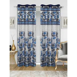 Good Homes by Home Candy Set of 2 Blue & White Floral Print Door Curtains-picture-19