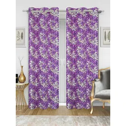 Good Homes by Home Candy Set of 2 Purple & White Long Door Curtains-picture-38