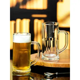 GOODHOMES 6 Pcs Transparent Solid Glass Beer Mugs - 380 ML-picture-27