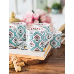 Goodhomes Blue & White Bone China Tea Cups (220 ml) - Set of 6-picture-42