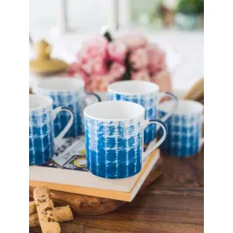 Goodhomes Blue & White Bone China Tea Cups (220 ml) - Set of 6-picture-15