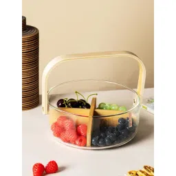 Goodhomes Clear Glass Snack Bowl with Wooden Handle & Lid-picture-24