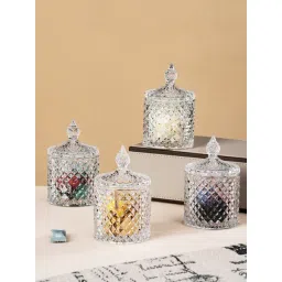 Goodhomes Clear Glass Storage Jar with Lid - Set of 4 (150 ml)-picture-14