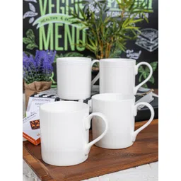 GOODHOMES Set of 4 White Solid Bone China Tea & Coffee Mugs-picture-20