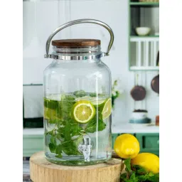 Goodhomes Solid Transparent Glass Dispenser Jar with Wooden Lid (5500ml)-picture-17