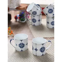 Goodhomes White & Blue Bone China Coffee Mugs (220 ml) - Set of 6-picture-10