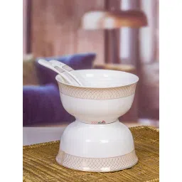 Goodhomes White Porcelain Soup Bowl with Spoon - Set of 6 (280ml)-picture-13